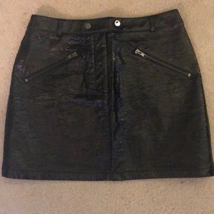 Topshop black patent mini skirt